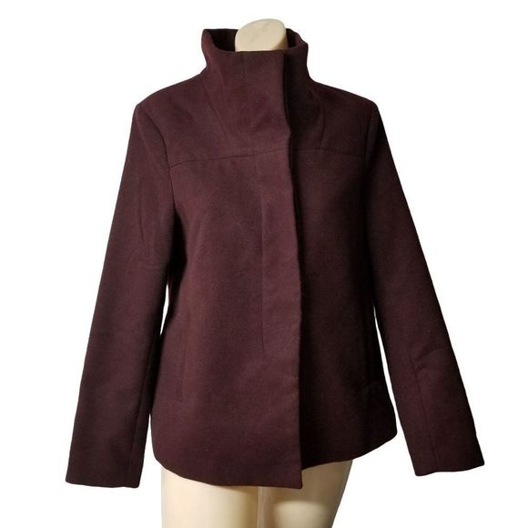 Old Navy PeaCoat polyester rayon spandex plum purple burgundy womens small - Picture 1 of 6